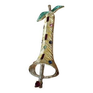 Vintage Mcm Christmas Bell Brooch